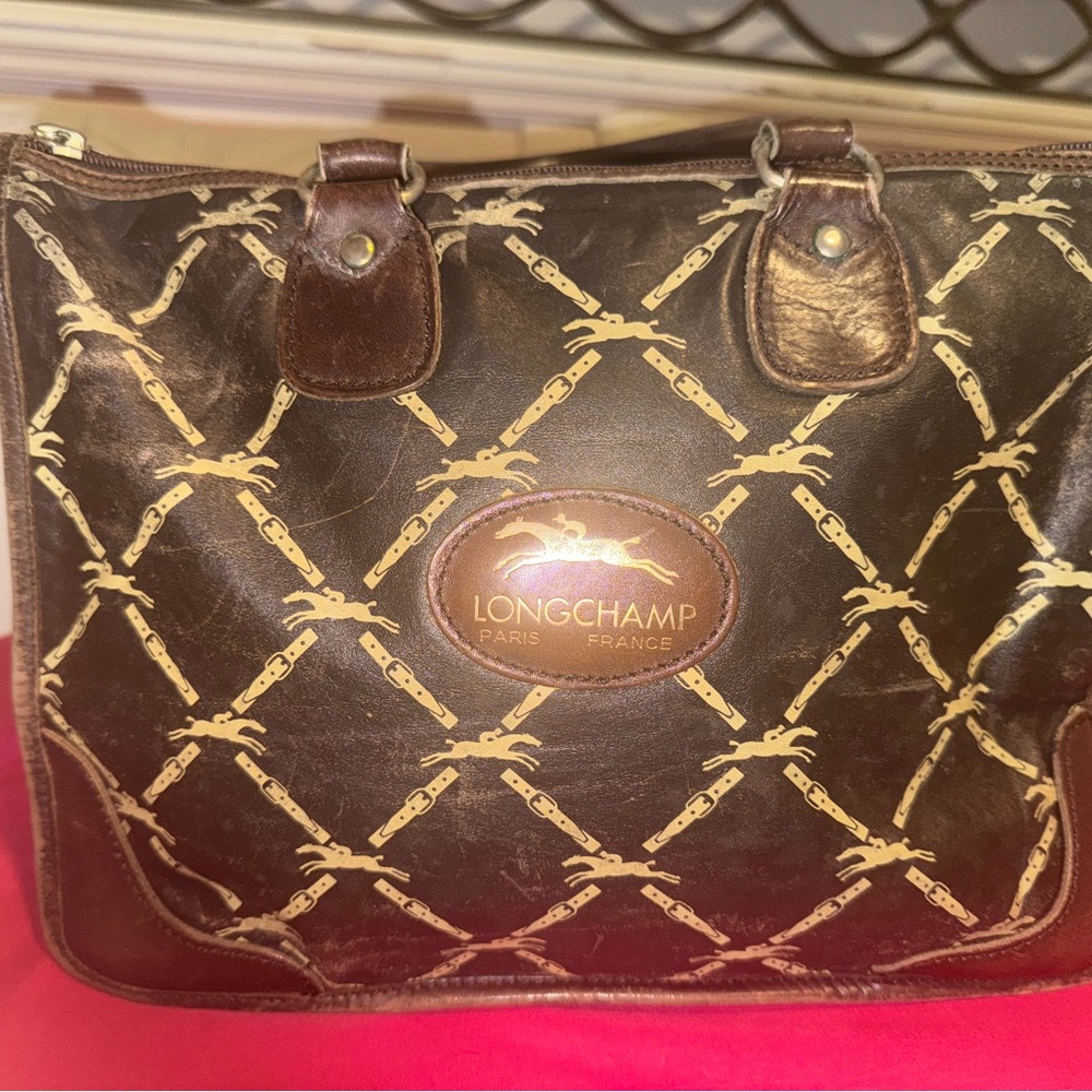 Longchamp Vintage Boston-Style Top Handle Bag